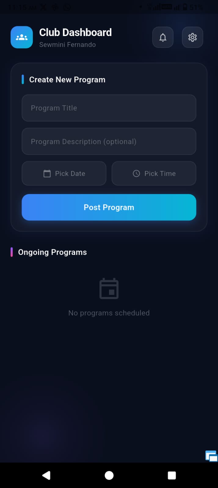 Club dashboard