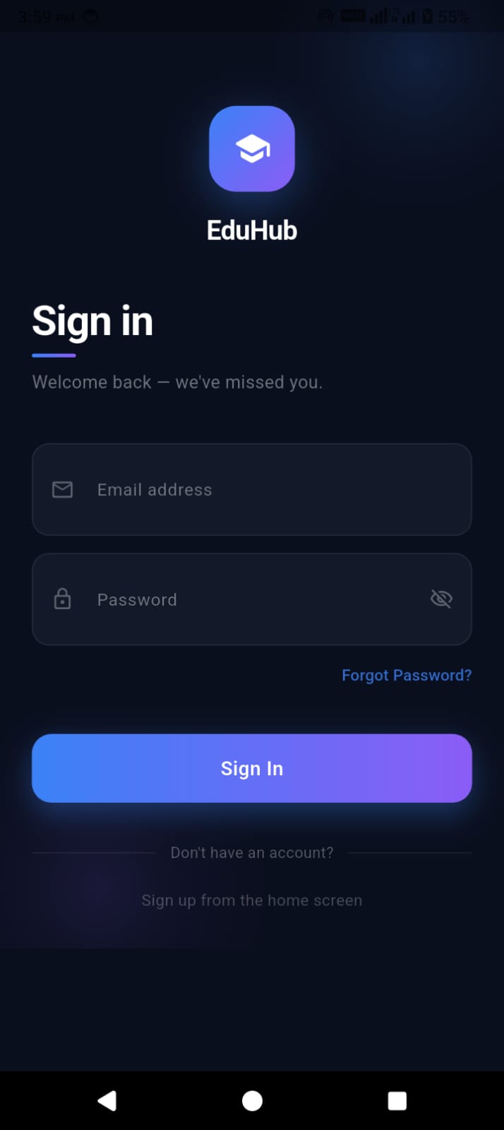 Login screen